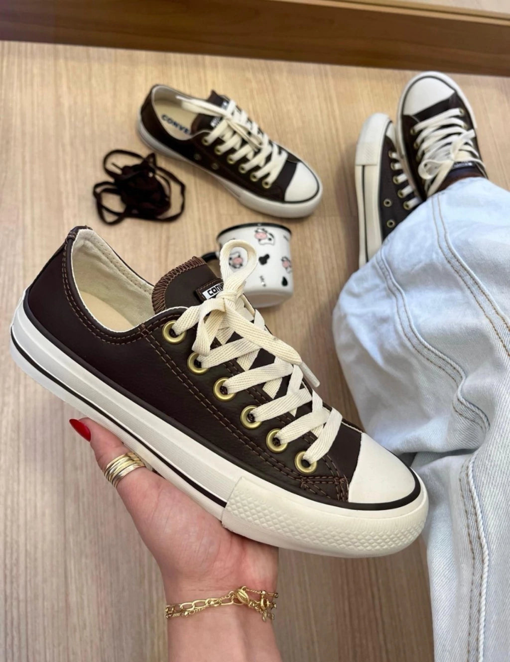 Tênis All Star Couro - Marrom