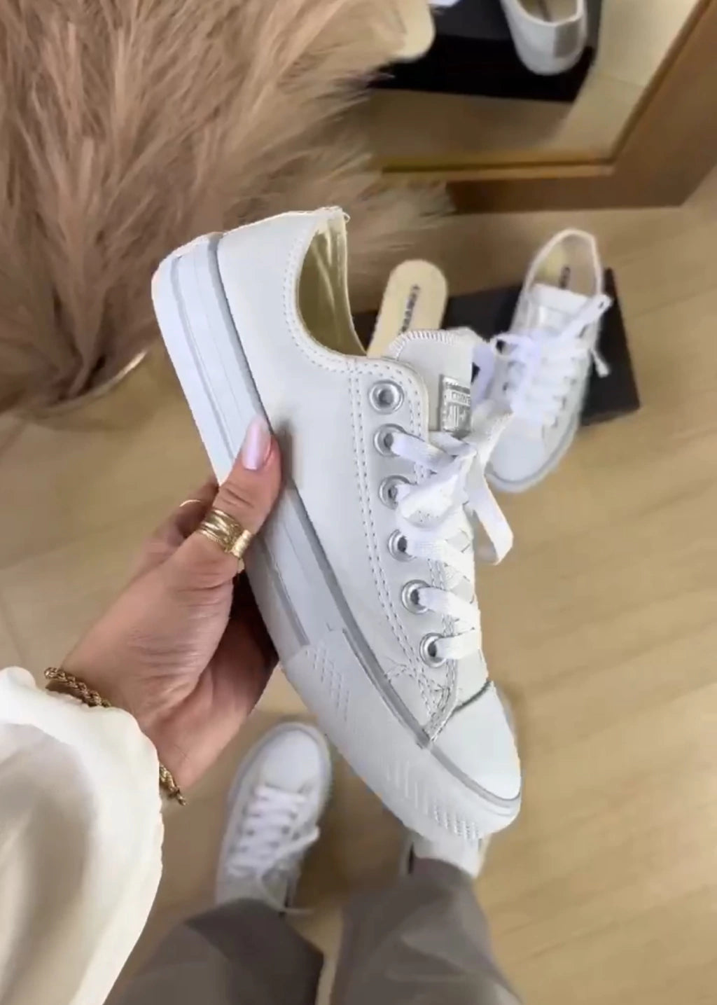 Tênis All Star Couro - Branco / Cinza