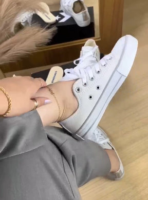 Tênis All Star Couro - Branco / Cinza